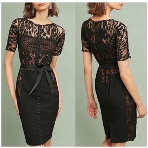 Anthropologie Byron Lars Carissima Sheath Dress Black Lace - Size 2